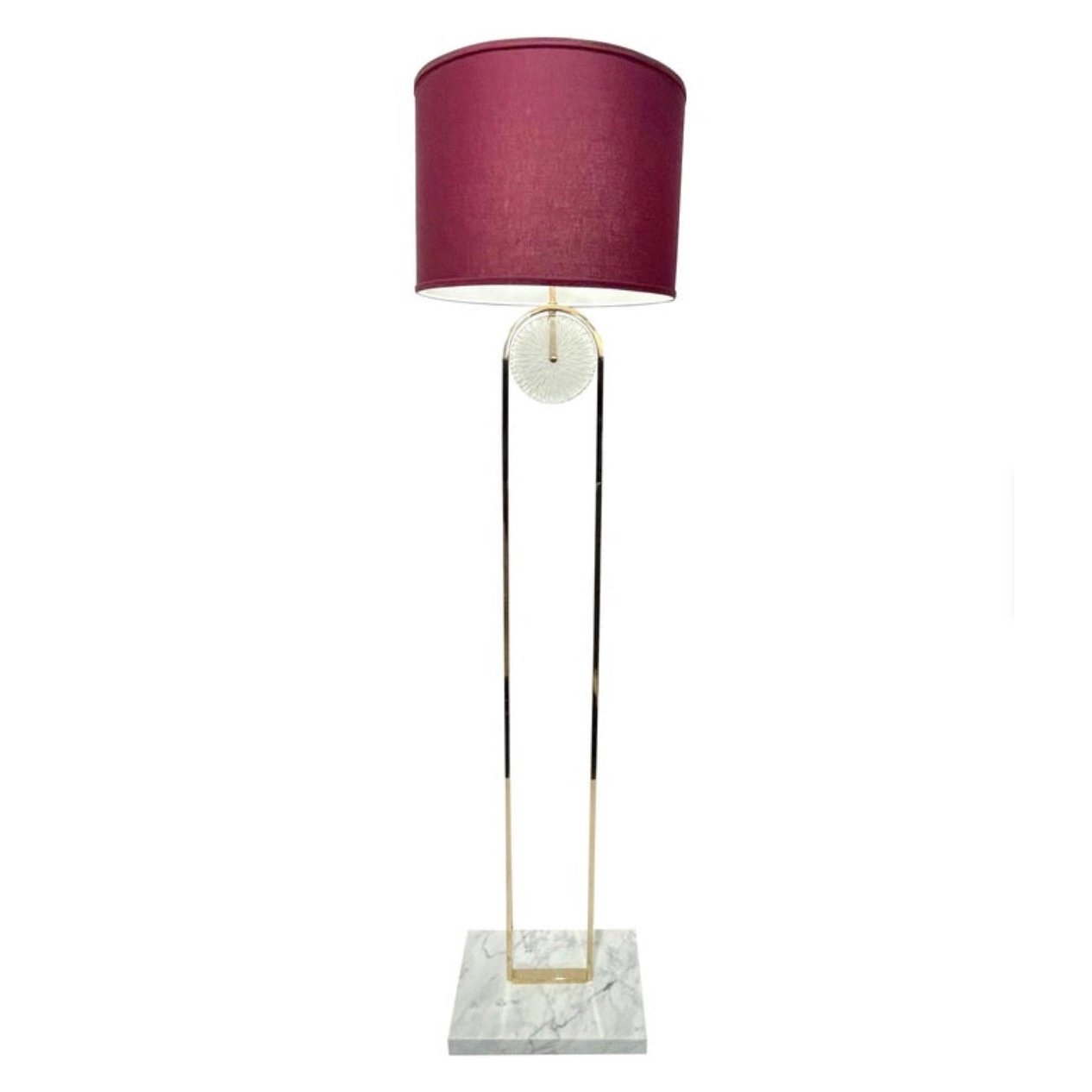 European Art Deco Style Minimalist Crystal Murano Glass Brass Marble Floor Lamp