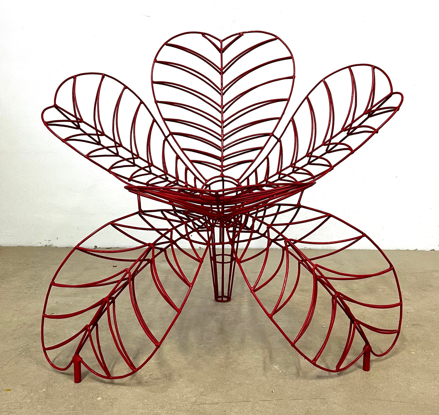 Spazzapan Italian Post-Modern Pop Art Red Metal Flower Sculpture Armchair