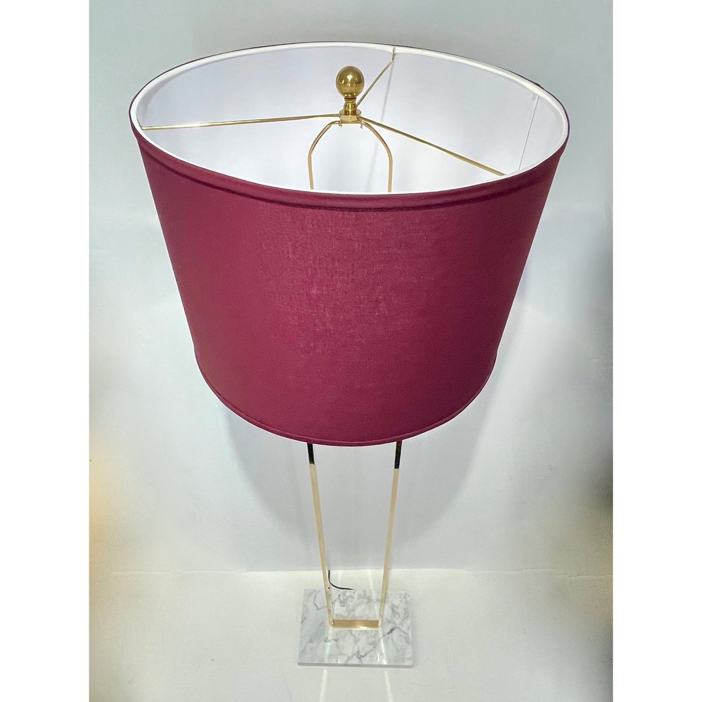 European Art Deco Style Minimalist Crystal Murano Glass Brass Marble Floor Lamp