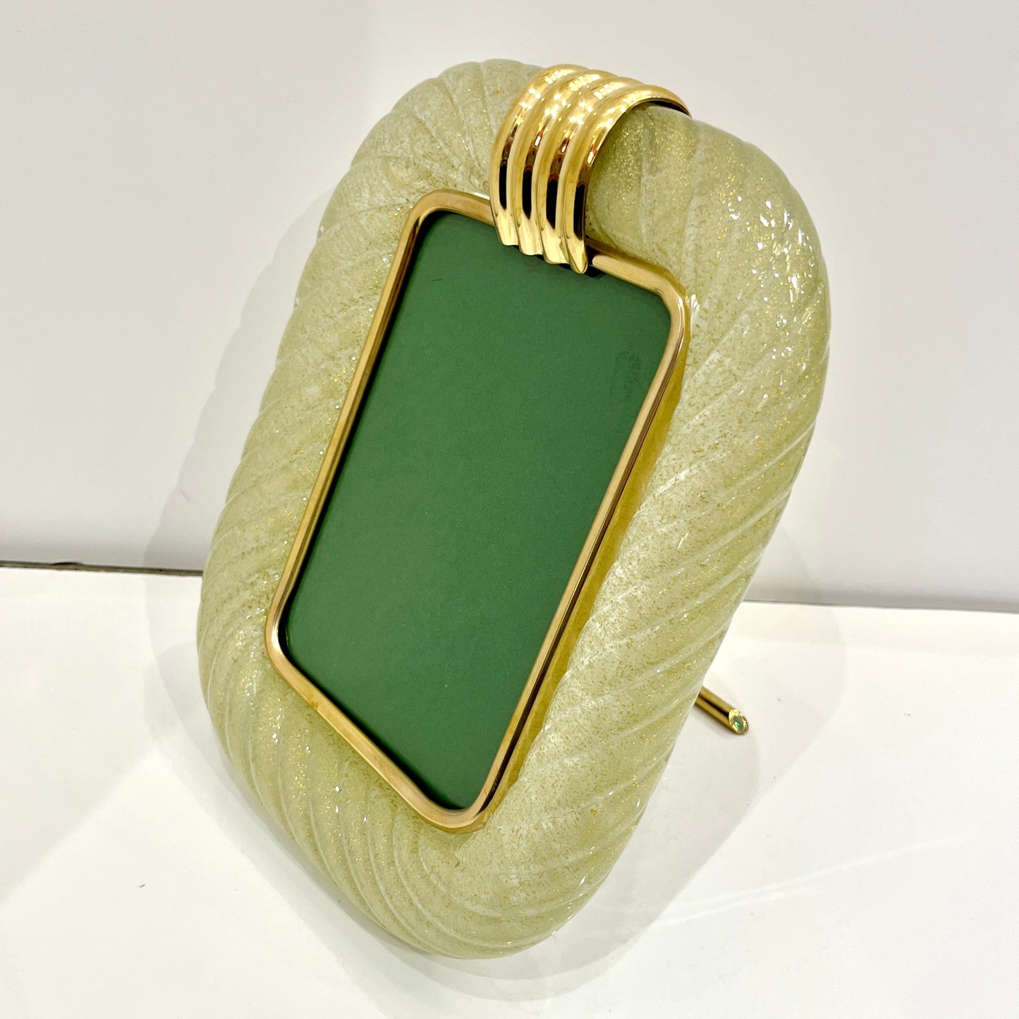 Barovier Toso Contemporary 24 Kt Gold Chartreuse Murano Glass Photo Frame