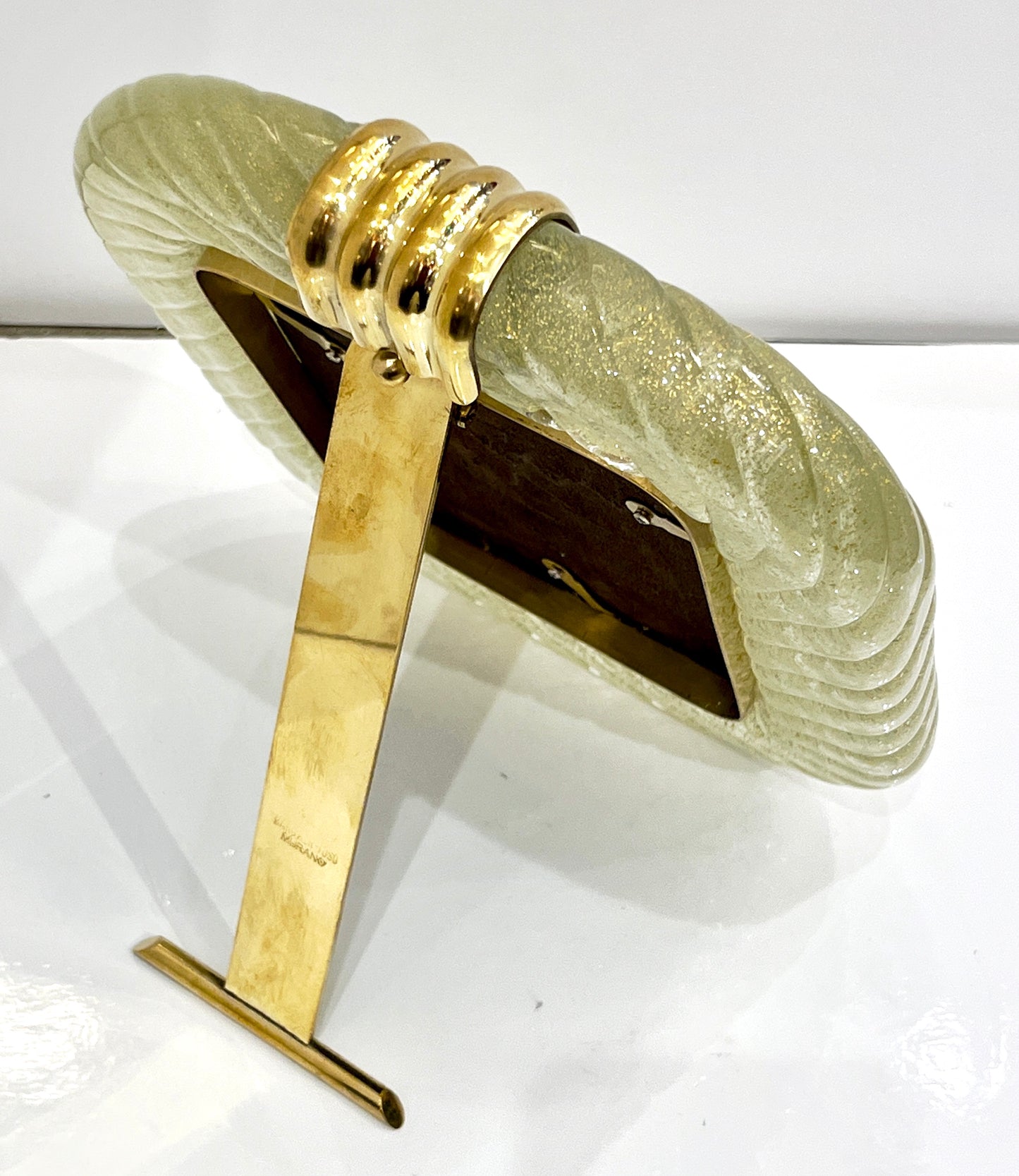 Barovier Toso Contemporary 24 Kt Gold Chartreuse Murano Glass Photo Frame