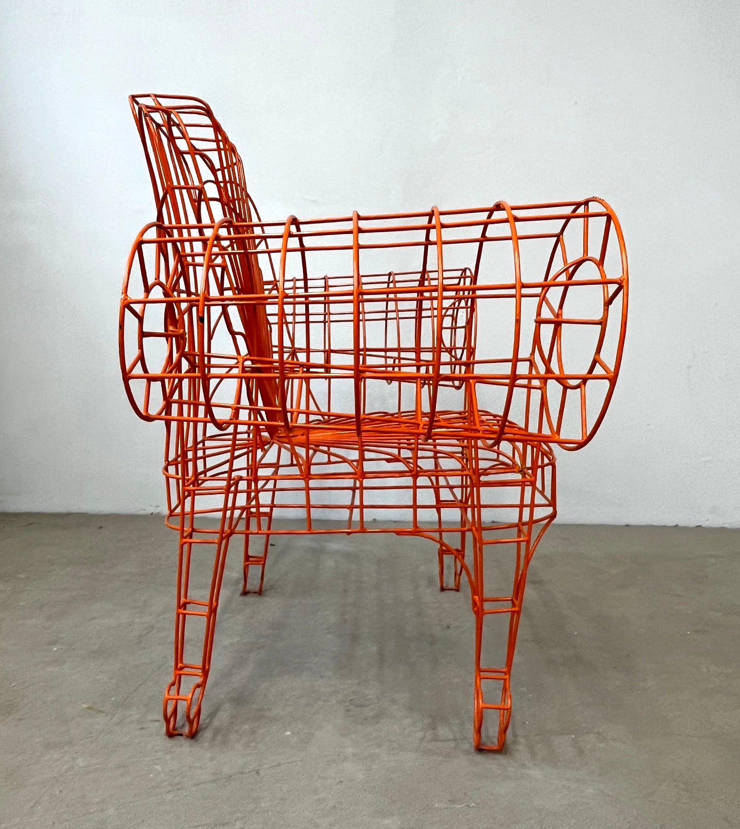 Spazzapan Italian Post-Modern Pop Art Orange Metal Sculpture Throne Armchair