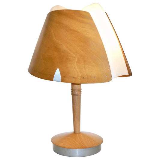 1970 French Vintage Birch Wood and Acrylic Table Lamp for Barcelona Hilton Hotel