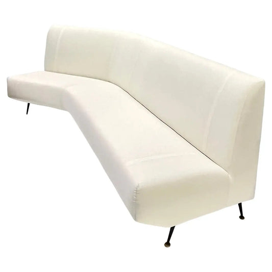 Upholstery Ready Curved Italian Mid Century Modern Sofa on Black Lacquer Legs