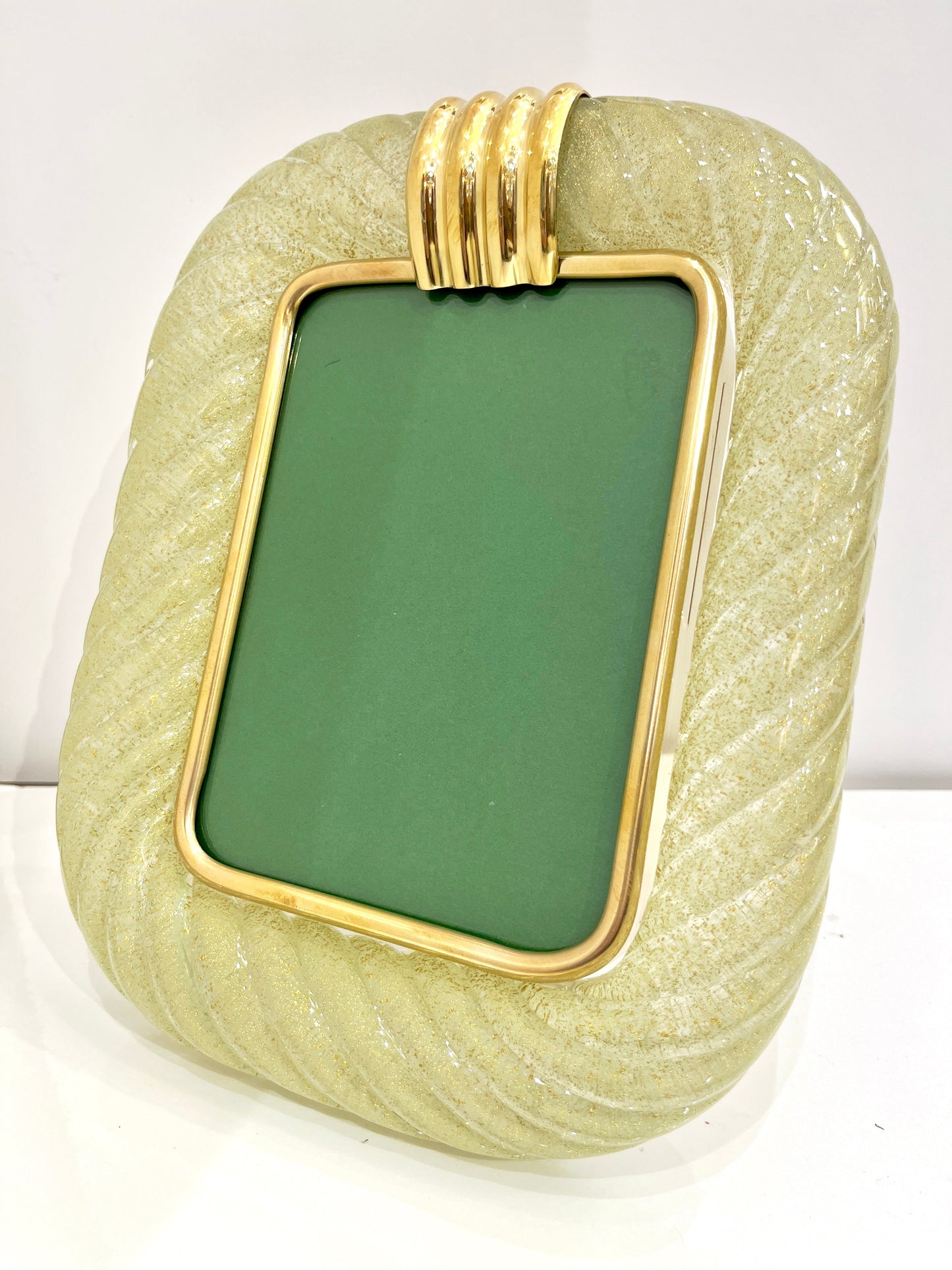 Barovier Toso Contemporary 24 Kt Gold Chartreuse Murano Glass Photo Frame