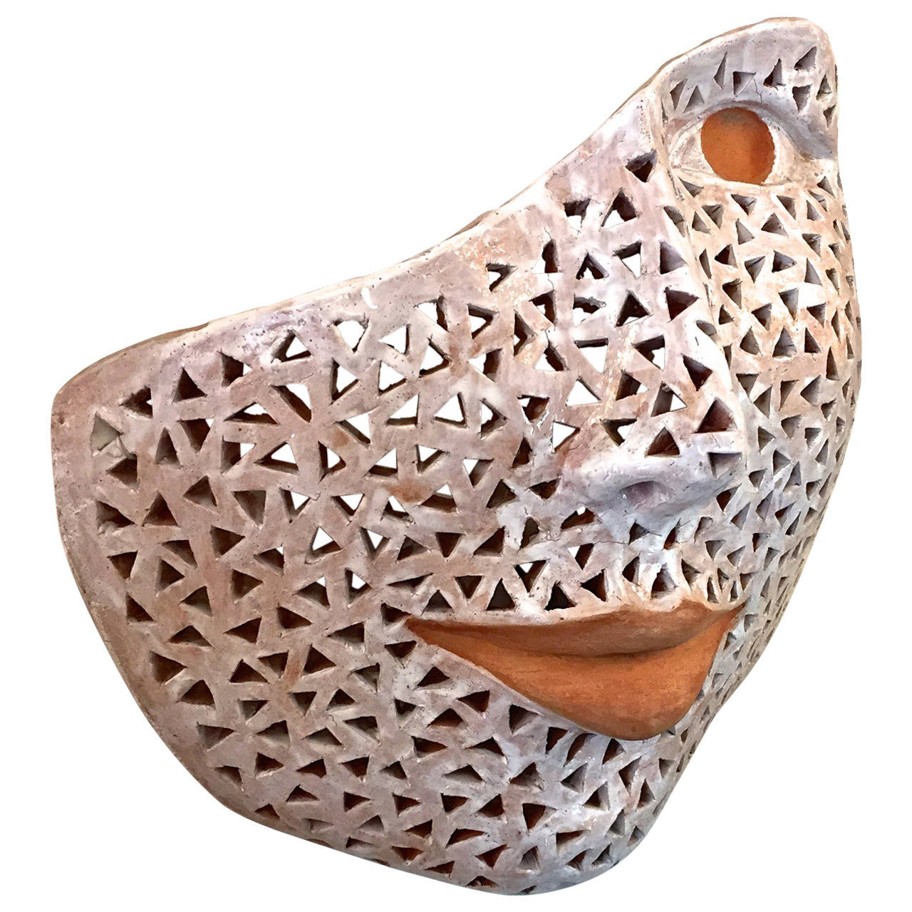 Terracotta mask and buy white enamel