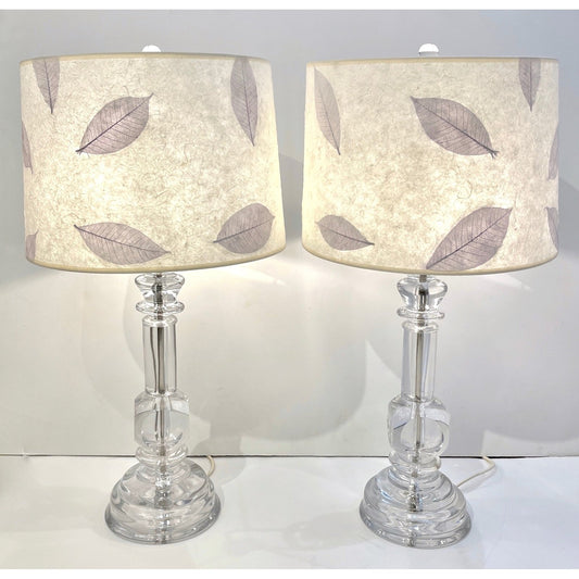 1970s Italian Vintage Organic Pair of Turned Faceted Crystal Glass Table Lamps