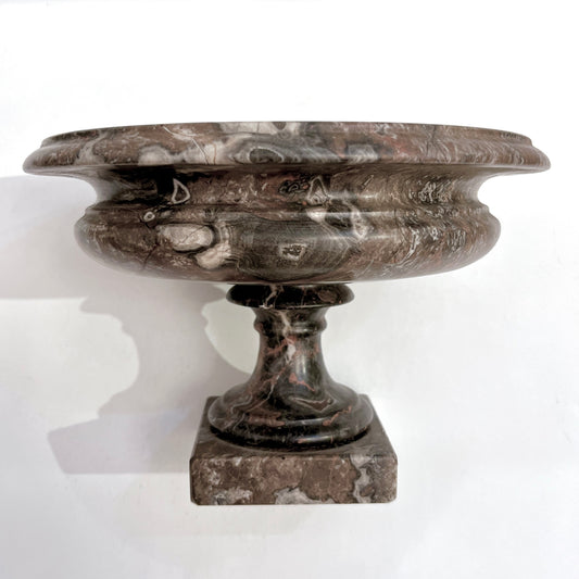 1930s Neoclassical Italian Carved Brown White Black Breccia Marble Bowl