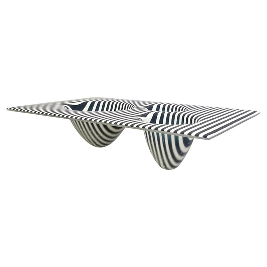 Italian Modern Art Black White Stripe Murano Glass Organic Vase Centerpiece