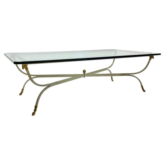 French Vintage Maison Jansen Coffee / Cocktail Table With Ram Head Decor