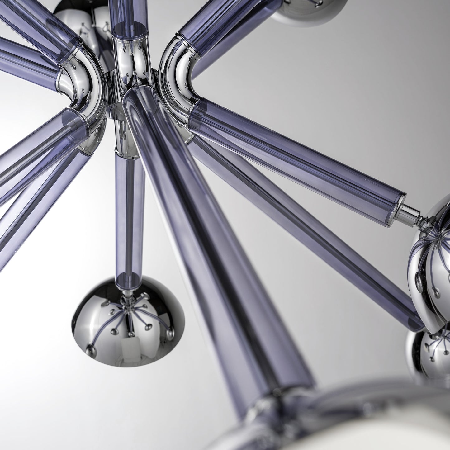 For Cosulich Interiors Modern Italian Purple Blue Glass 8-Light Nickel Sputnik