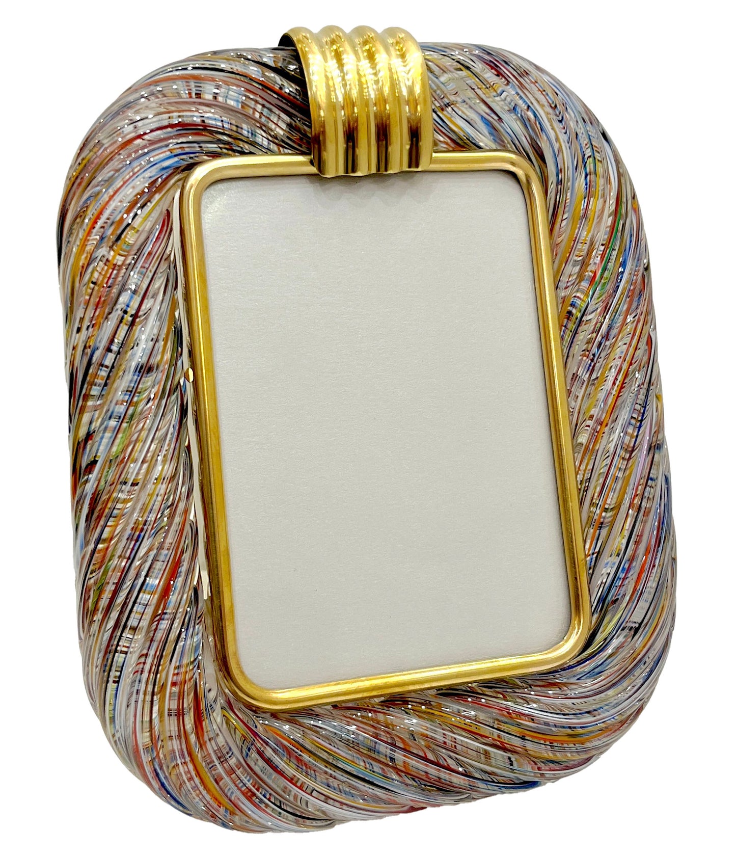 Barovier Toso 21st Century Multicolor Filigrana Murano Glass Photo Frame