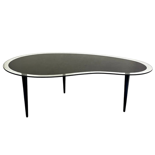 1960s Italian Mid-Century Modern Design Bean Shape Black Crystal Coffee Table