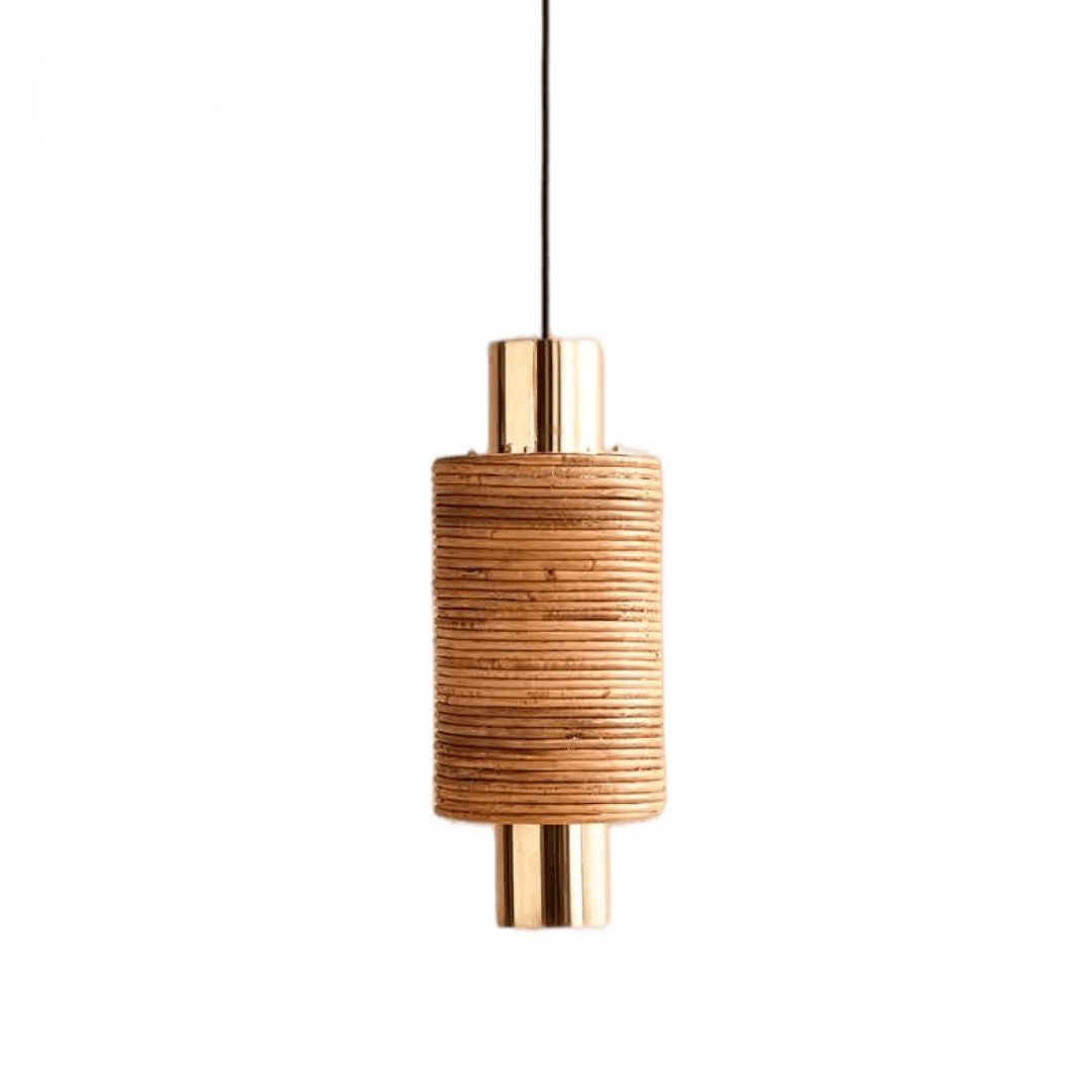 Contemporary Italian Customizable Circular Rattan Brass Pendant/Chandelier