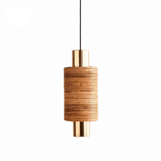 Contemporary Italian Customizable Circular Rattan Brass Pendant/Chandelier