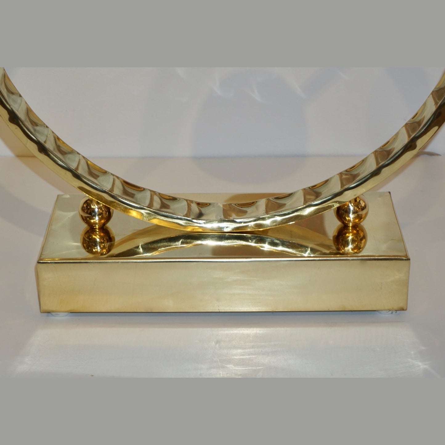 Contemporary Italian Monumental Pair of Brass & Smoked Murano Glass Table Lamps