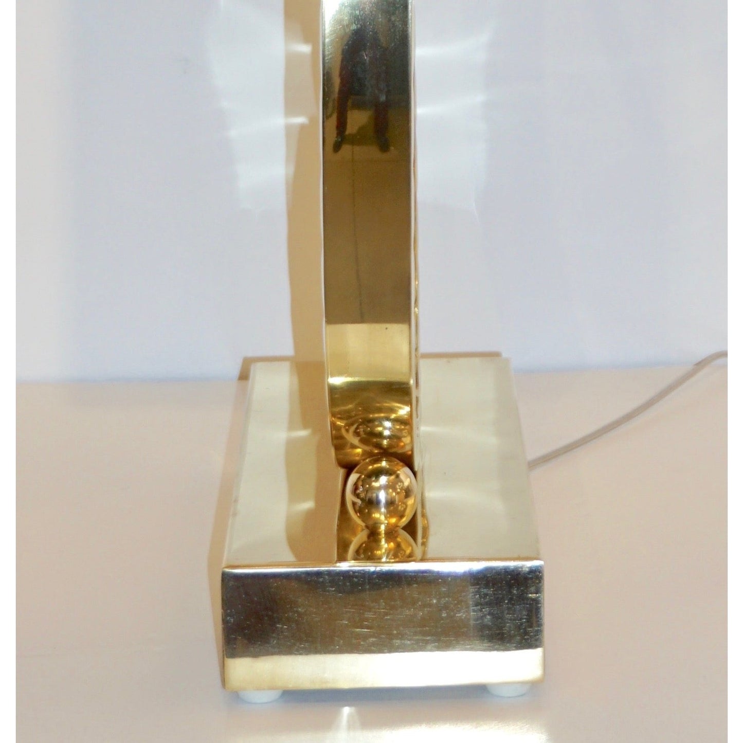 Organic Modern Italian Monumental Brass & Smoked Murano Glass Round Table Lamp