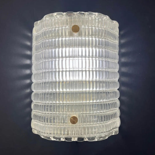 New Italian Organic Modern Crystal Molded Pattern Murano Glass Brass Wall Lights