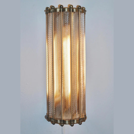 Italian Art Deco Design Crystal Murano Glass Half Moon Bronze Finish Sconce