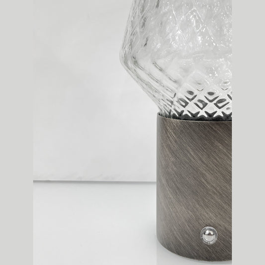 Italian Wireless Brushed Nickel Crystal Glass Portable Mini Table Lamp/Lit Vase