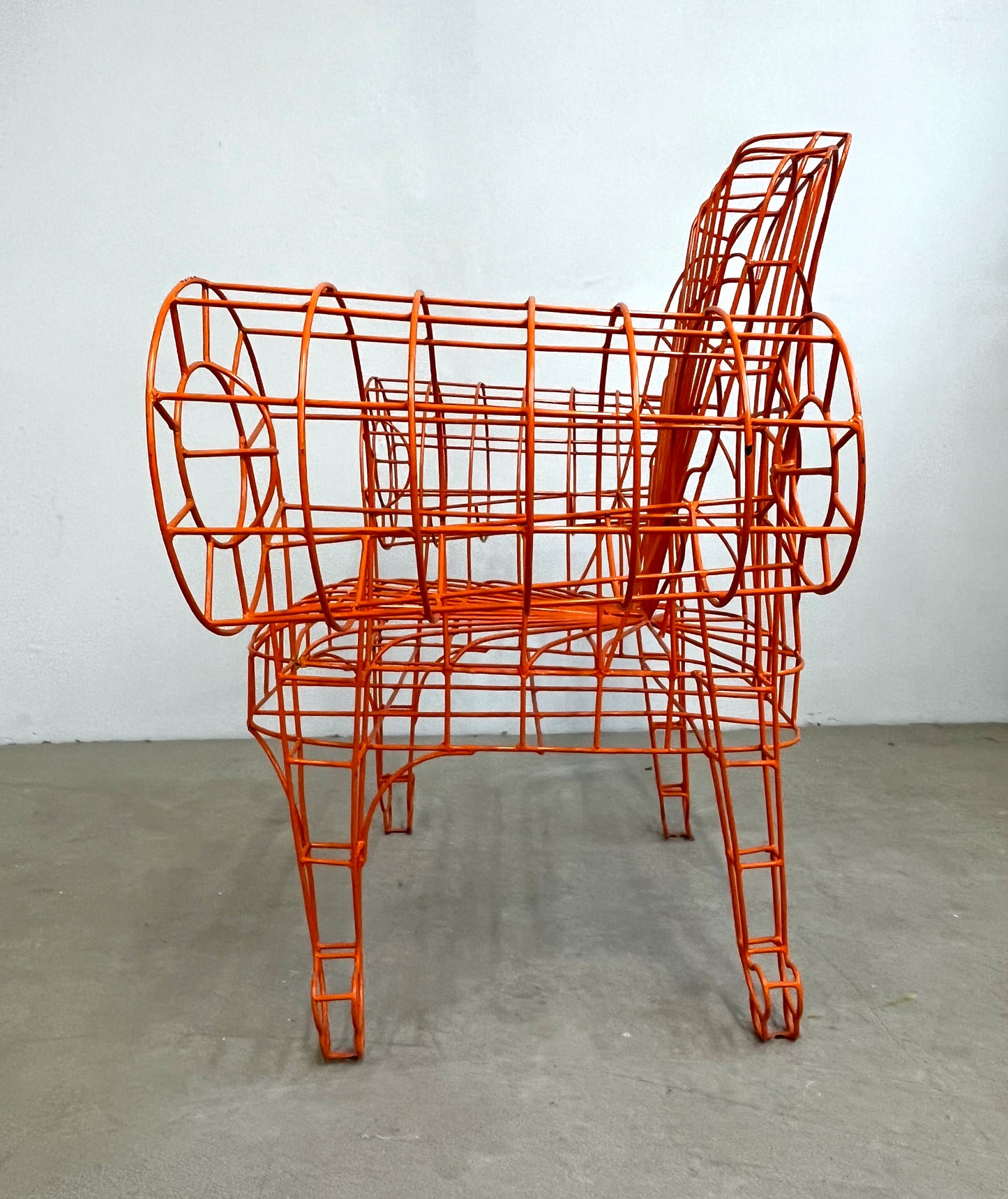 Spazzapan Italian Post-Modern Pop Art Orange Metal Sculpture Throne Armchair