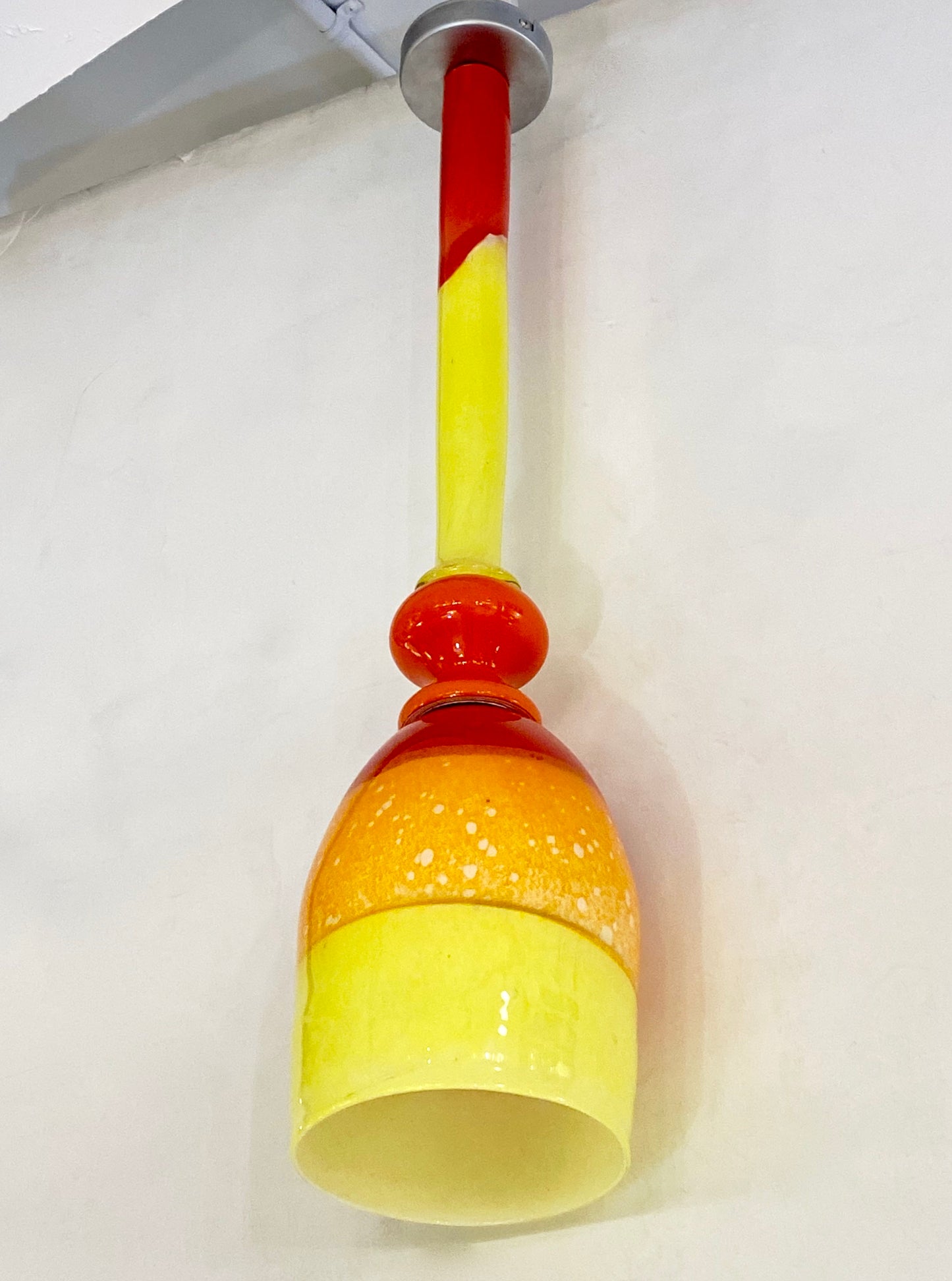 Contemporary Bespoke Italian Organic Yellow Orange Murano Glass Pendant Light