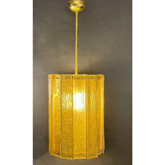 Bespoke Modern Art Deco Italian Gold Murano Glass Brass Lantern / Chandelier
