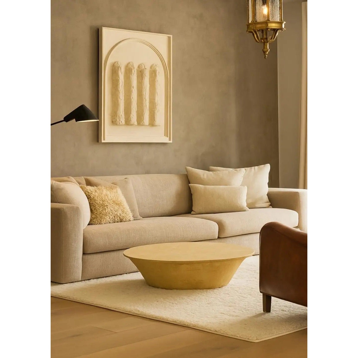 Italian Designer Modern Organic Texture Customizable Mustard Yellow Coffee Table
