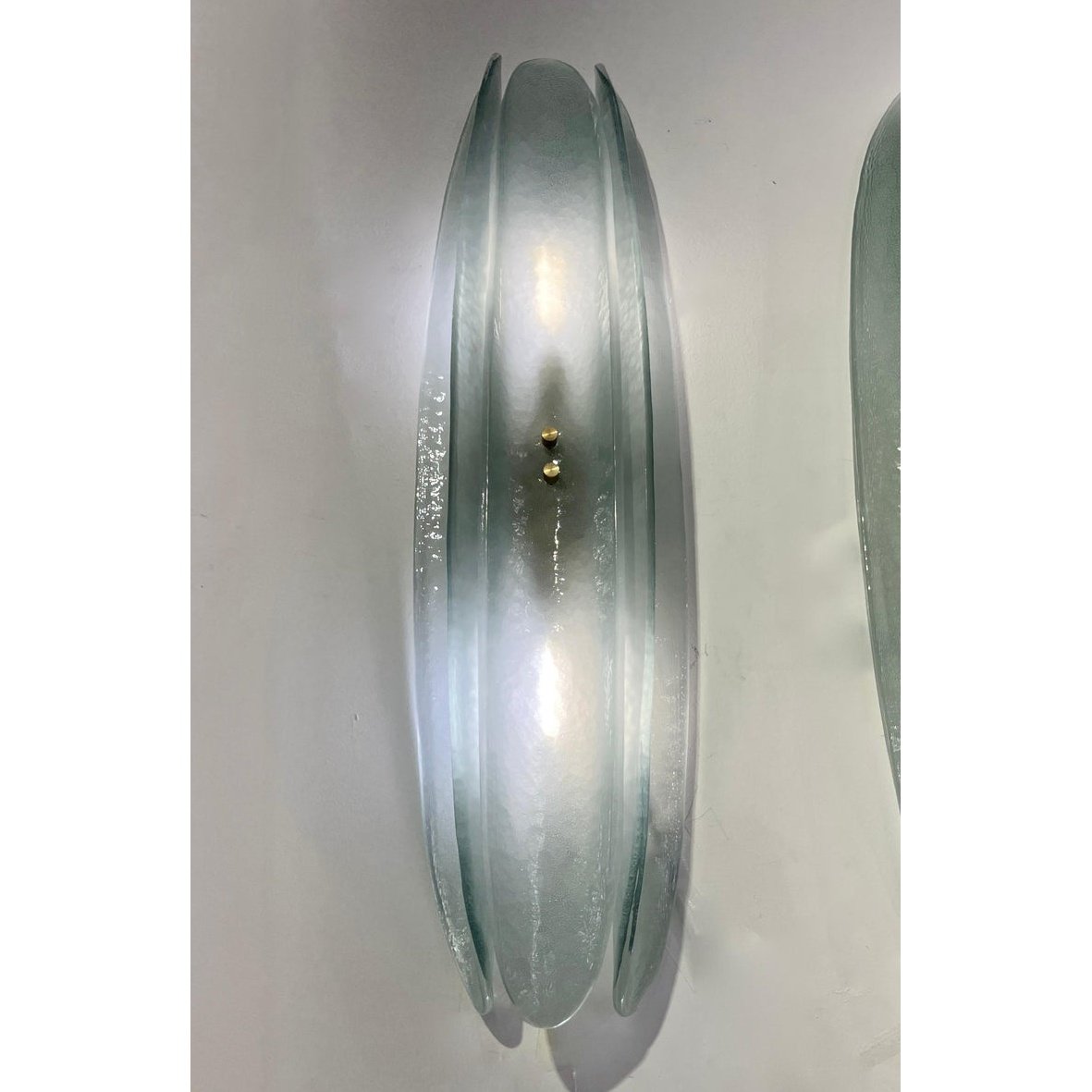 Contemporary Fontana Arte Style Aqua Green Blue Murano Glass Flame Wall Lights
