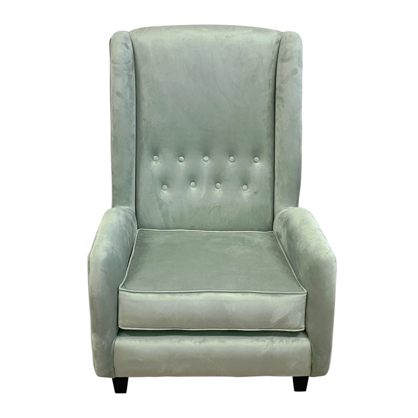 Contemporary Italian Gio Ponti Style Aquamarine Blue Velvet High Back Armchair