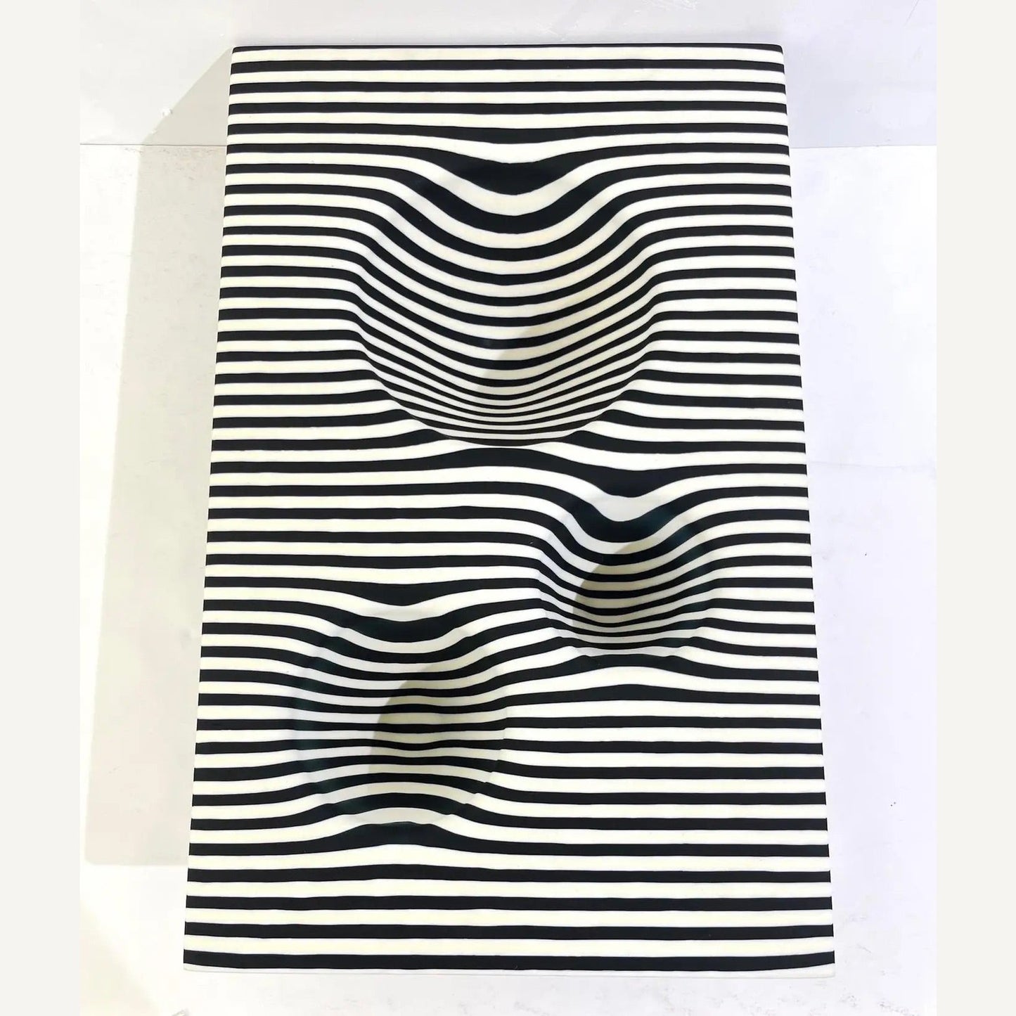 Italian Modern Art Black White Stripe Murano Glass Organic Vase Centerpiece