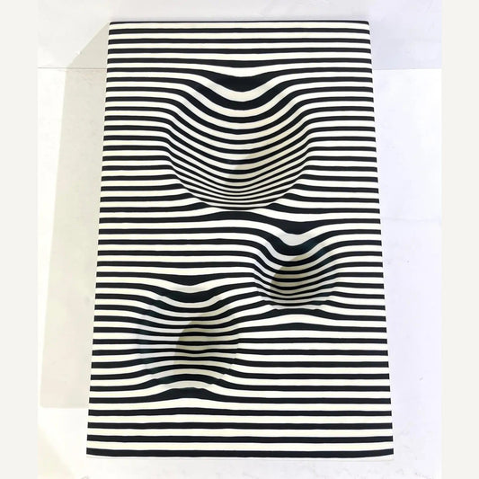 Italian Modern Art Black White Stripe Murano Glass Organic Vase Centerpiece