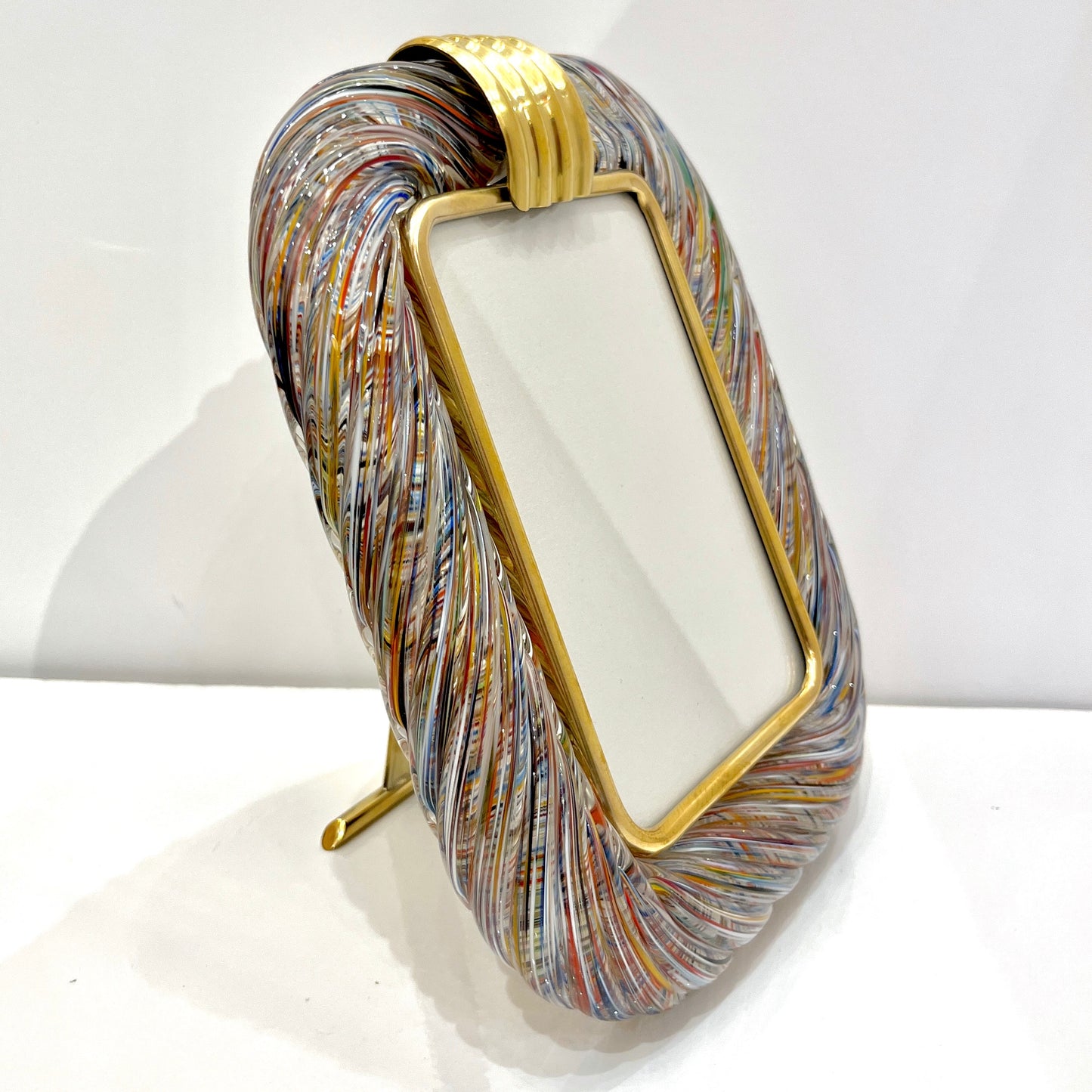 Barovier Toso 21st Century Multicolor Filigrana Murano Glass Photo Frame