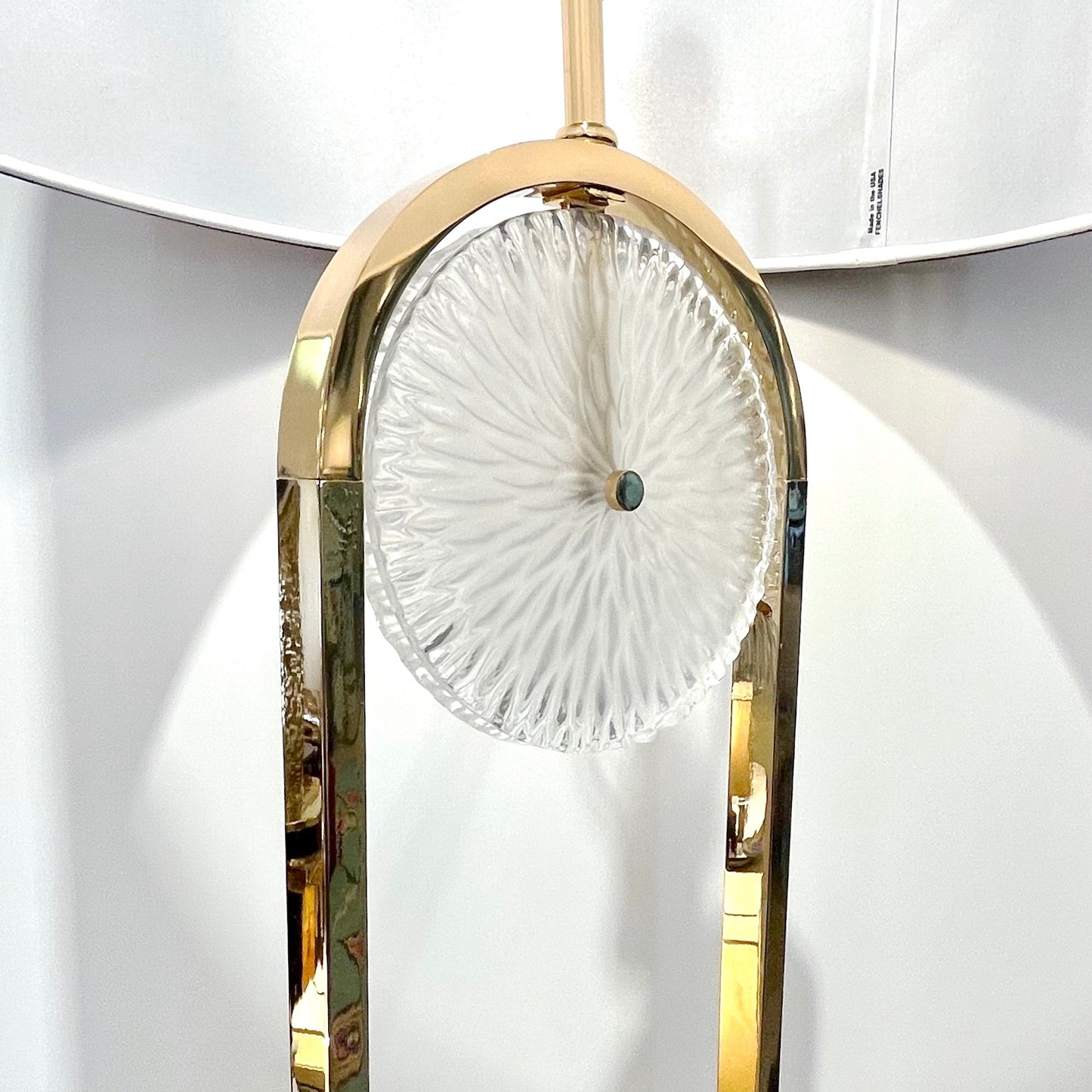 European Art Deco Style Minimalist Crystal Murano Glass Brass Marble Floor Lamp