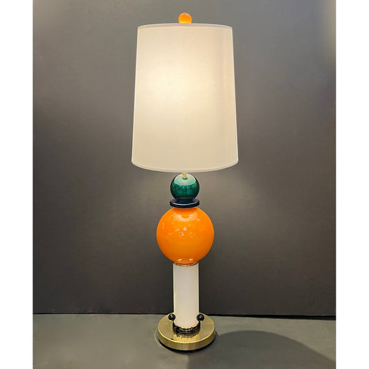 Postmodern Italian Memphis Style Green Blue White Orange Murano Glass Lamps