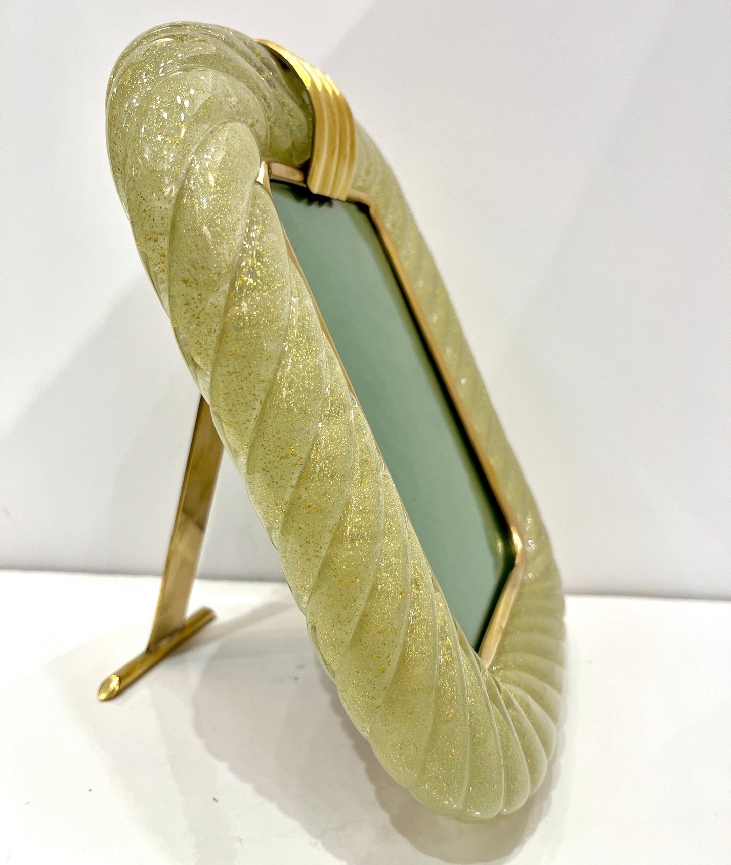Barovier Toso Contemporary 24 Kt Gold Chartreuse Murano Glass Photo Frame