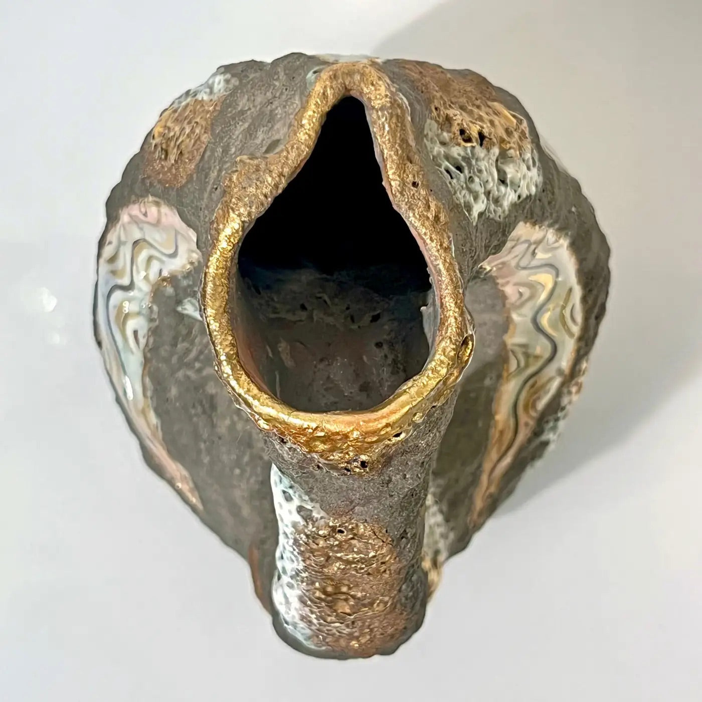 1950s Italo Casini Italian Mid Century Brutalist Gray Gold Modern Pottery Vase Jug