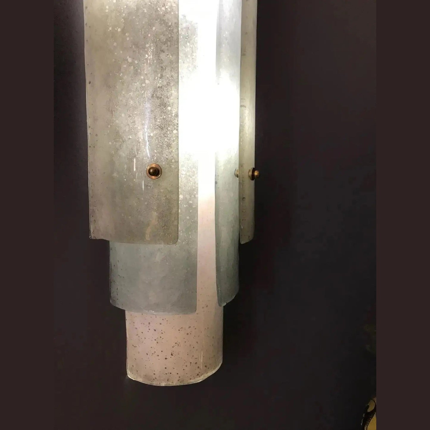 Modern Italian Tall Layered Wall Light White Blue Gray in Frosted Murano Glass