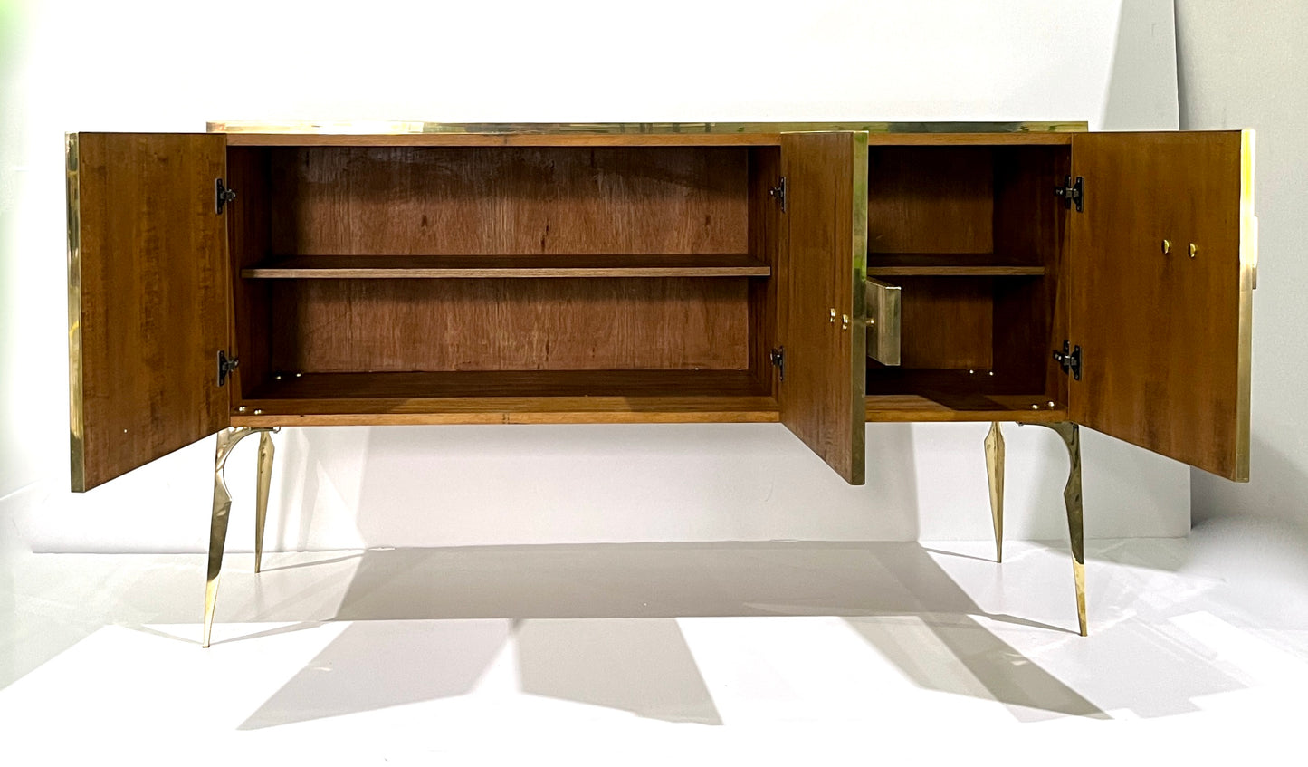 Bespoke Italian Ivory Yellow Green Blue Geometric Postmodern Cabinet/Sideboard