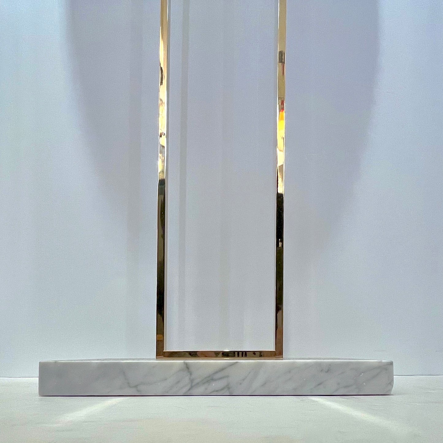 European Art Deco Style Minimalist Crystal Murano Glass Brass Marble Floor Lamp