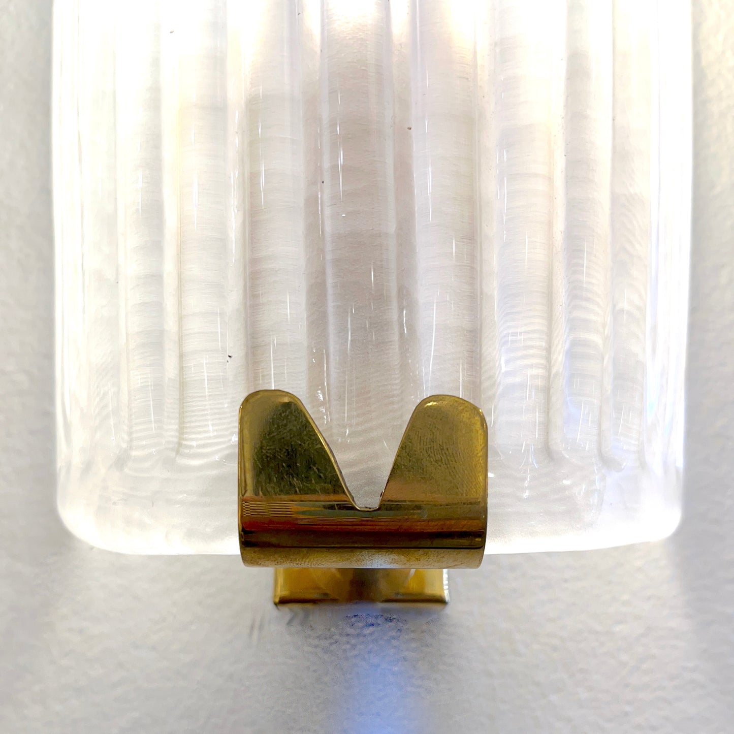 Modern Italian Art Deco Design Iridescent Frosted White Murano Glass Sconces