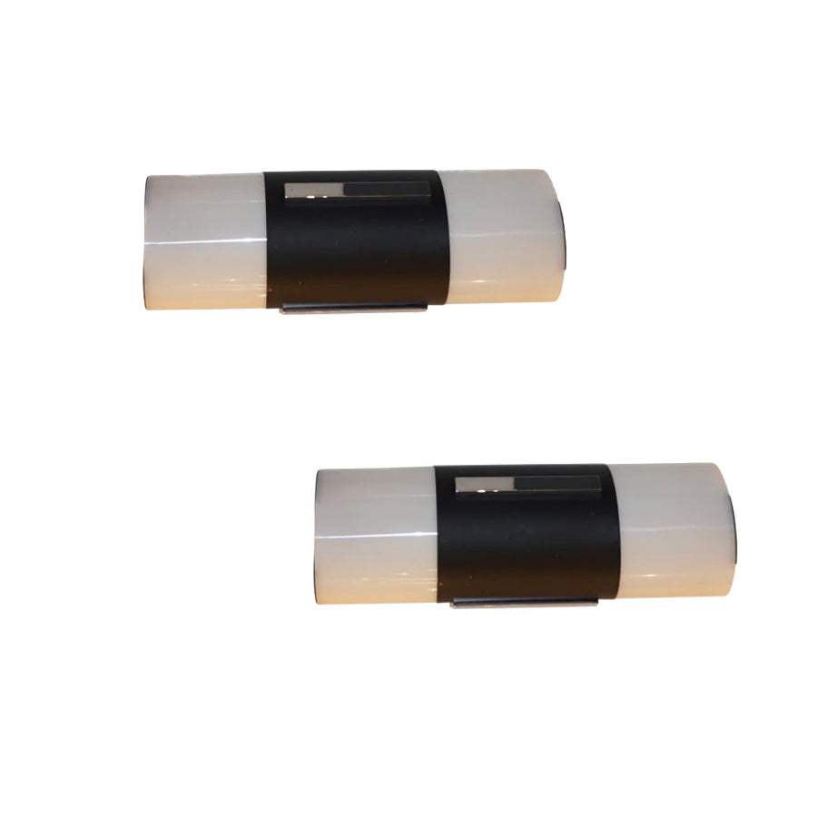 1960 Italian Pair of Black & White Tall Ceiling/ Wall Lights