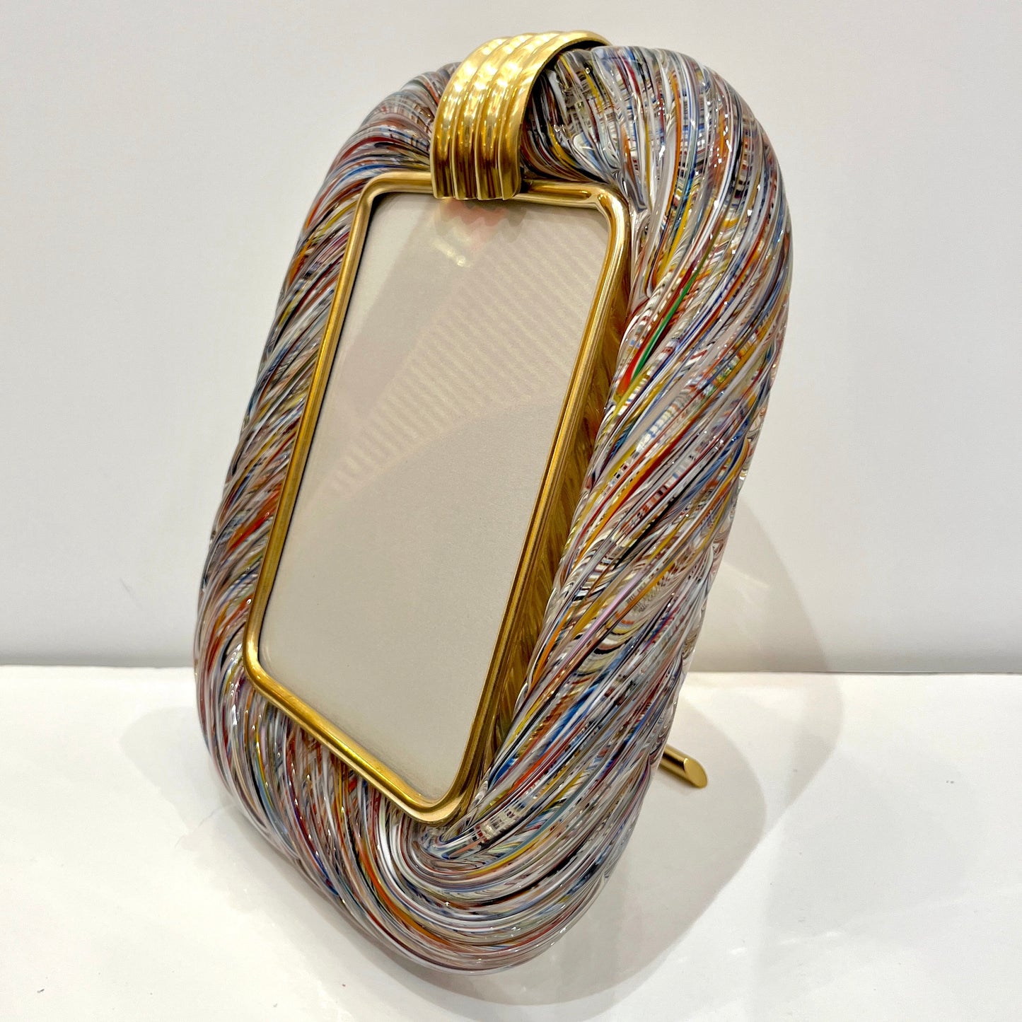 Barovier Toso 21st Century Multicolor Filigrana Murano Glass Photo Frame