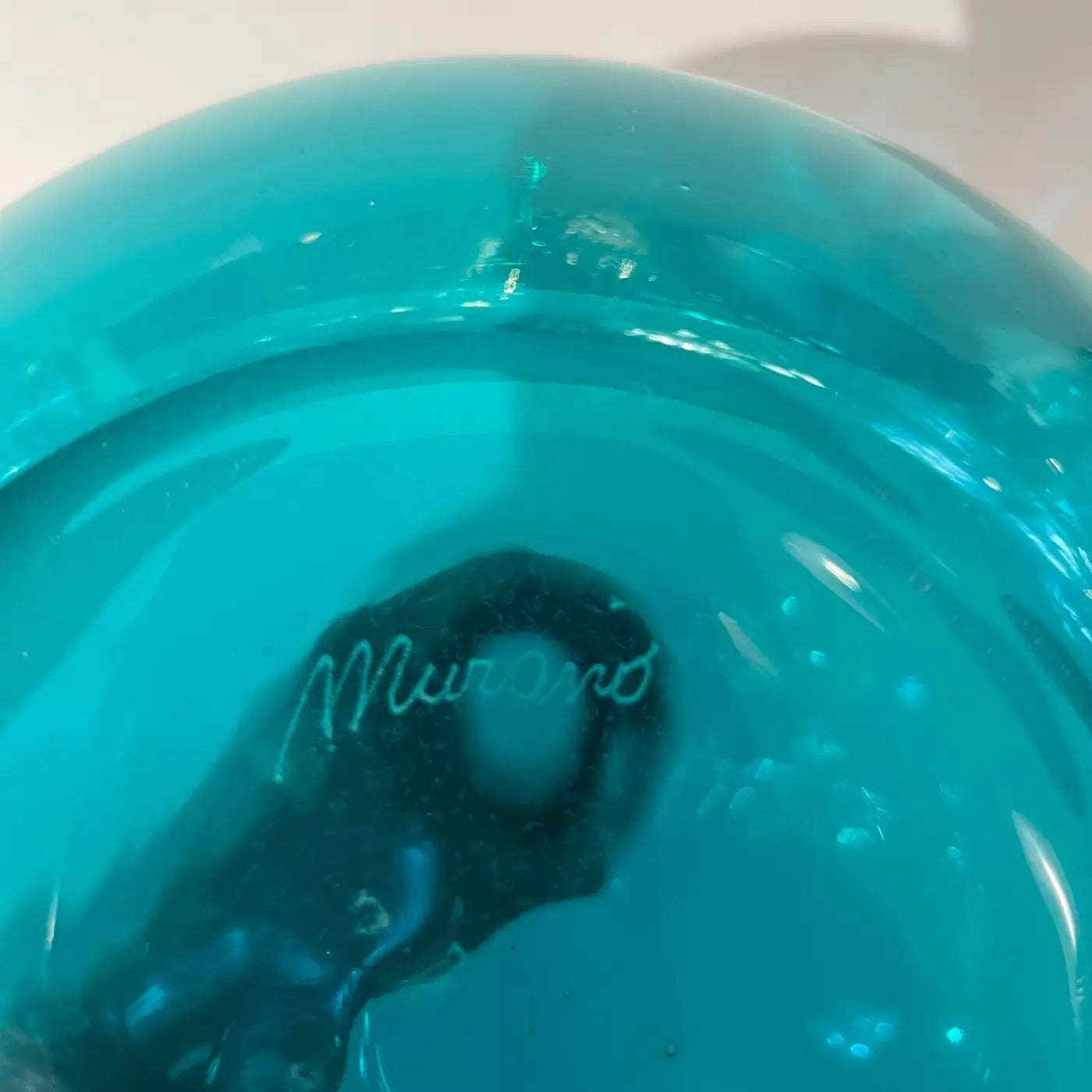 1980s Italian Tall Bright Colorful Light Blue Amber Murano Glass Modern Bottle