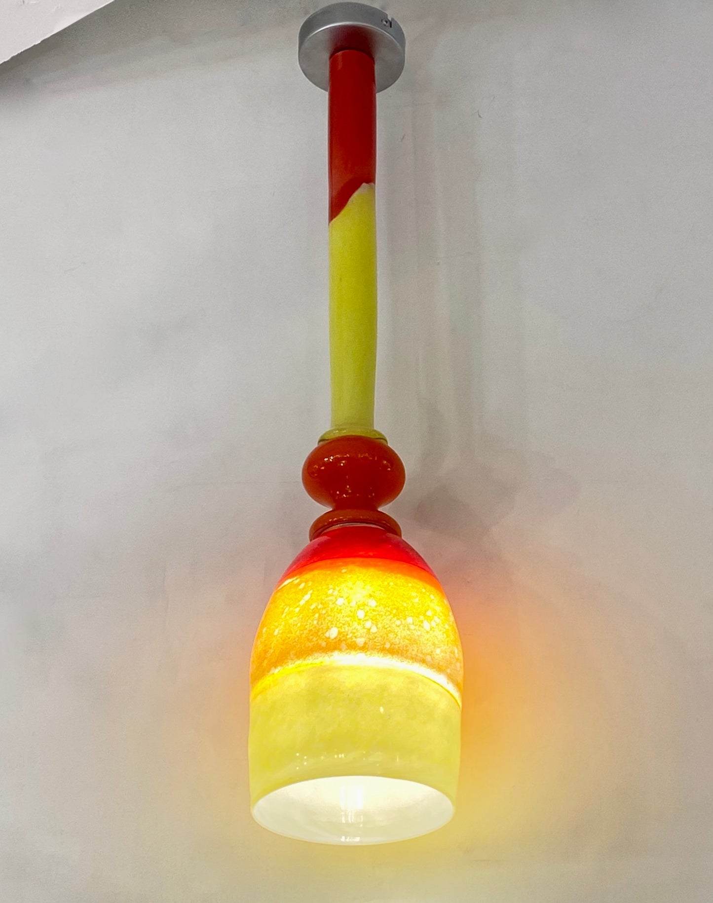Contemporary Bespoke Italian Organic Yellow Orange Murano Glass Pendant Light
