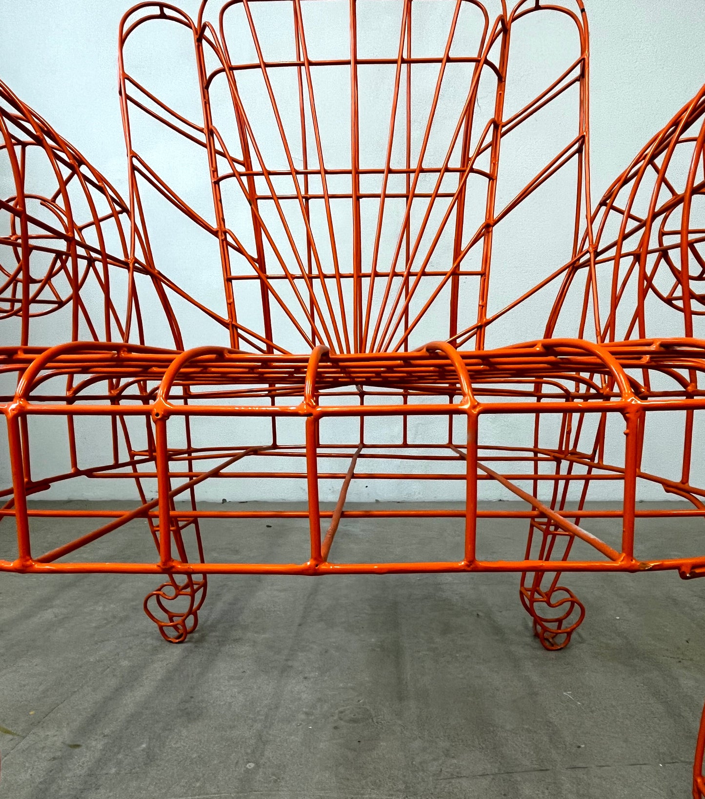 Spazzapan Italian Post-Modern Pop Art Orange Metal Sculpture Throne Armchair