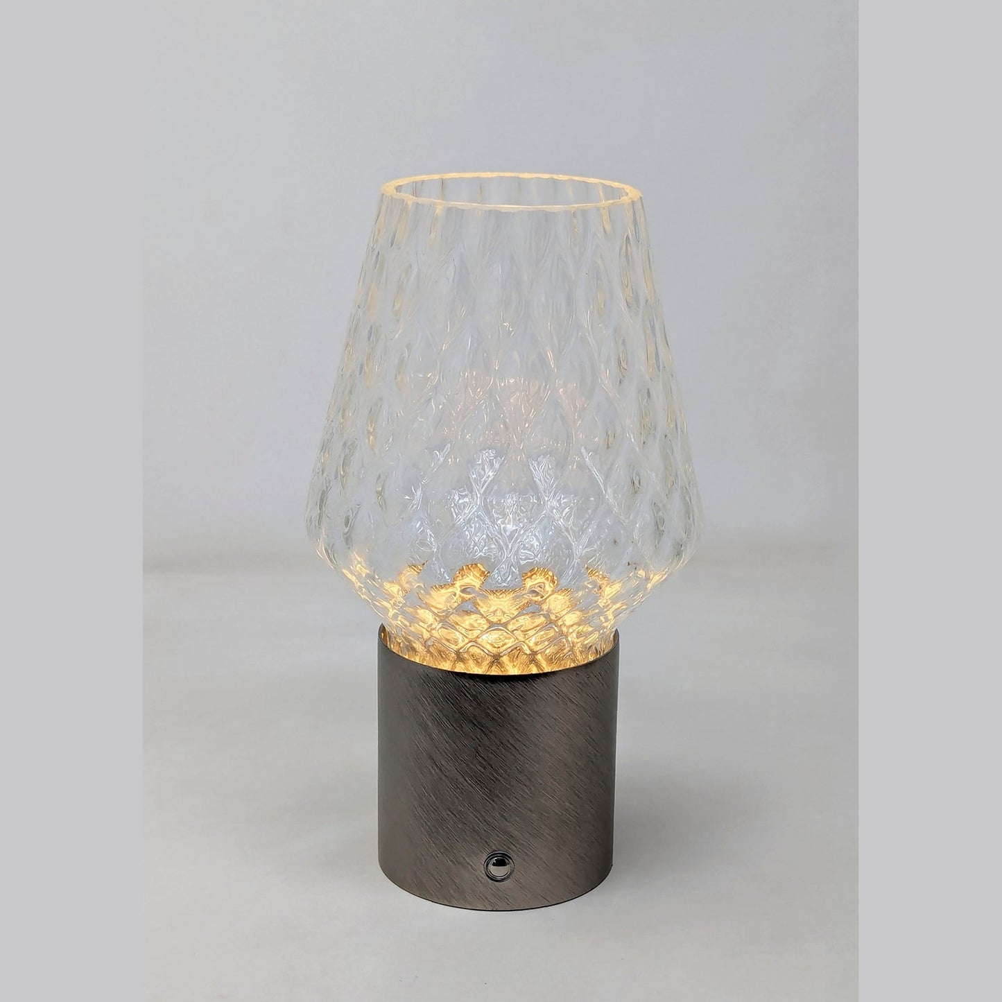 Italian Wireless Brushed Nickel Crystal Glass Portable Mini Table Lamp/Lit Vase