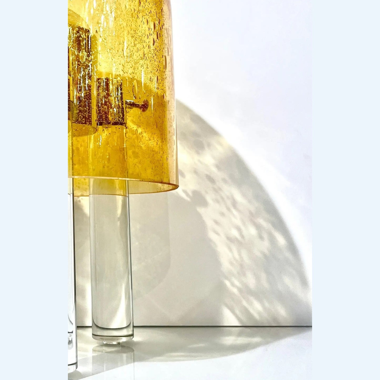 Wireless Italian Dimmable Amber Murano Glass Space Age Gold Brass Table Lamp