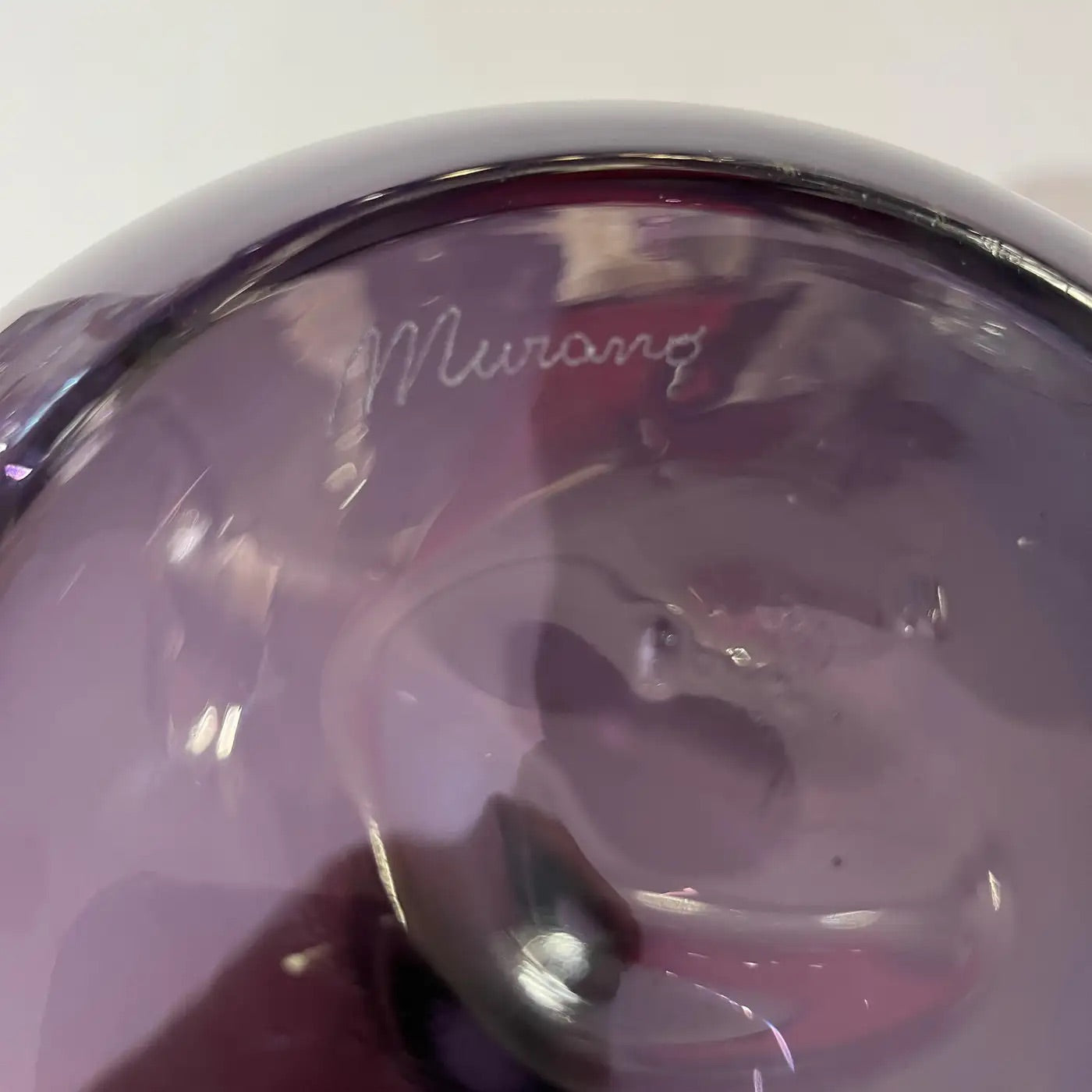 1980s Italian Bright Colorful Purple Ruby Red Murano Glass Tall Modern Bottle
