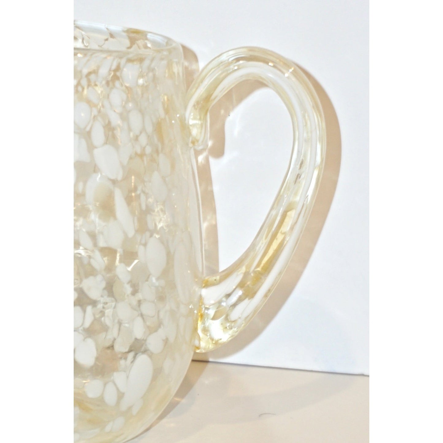 Italian Mottled Murano Glass Modern Pitcher Jug with White Murrine